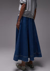 TOPSHOP Elina High Rise Denim Maxi Skirt, Blue