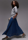 TOPSHOP Elina High Rise Denim Maxi Skirt, Blue