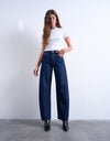 TOPSHOP Barrel High Waisted Jeans, Dark Blue