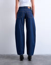 TOPSHOP Barrel High Waisted Jeans, Dark Blue