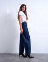 TOPSHOP Barrel High Waisted Jeans, Dark Blue