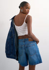 TOPSHOP Vigga High Waist Wide Denim Shorts, Blue