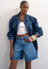 TOPSHOP Vigga High Waist Wide Denim Shorts, Blue
