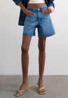 TOPSHOP Vigga High Waist Wide Denim Shorts, Blue