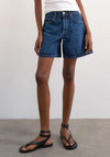 TOPSHOP Vigga High Waist Wide Denim Shorts, Medium Blue
