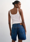 TOPSHOP Vigga High Waist Wide Denim Shorts, Medium Blue