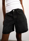 TOPSHOP Vigga High Waist Wide Denim Shorts, Black