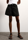 TOPSHOP Vigga High Waist Wide Denim Shorts, Black