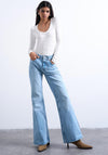 TOPSHOP Marie Flared High Waist Jeans, Light Blue