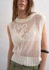TOPSHOP Josephine Embroidered Sheet Knit Vest, Ivory