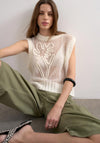TOPSHOP Josephine Embroidered Sheet Knit Vest, Ivory
