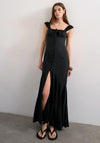 TOPSHOP Lilli Woven Detail With Slit Maxi Dress, Black