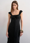 TOPSHOP Lilli Woven Detail With Slit Maxi Dress, Black