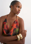 TOPSHOP Astrid Halterneck Printed Dress, Orange Multi
