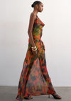 TOPSHOP Astrid Halterneck Printed Dress, Orange Multi