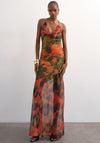 TOPSHOP Astrid Halterneck Printed Dress, Orange Multi