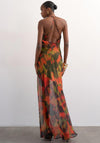TOPSHOP Astrid Halterneck Printed Dress, Orange Multi