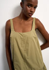 TOPSHOP Asta Cotton Mini Dress, Olive Green