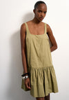 TOPSHOP Asta Cotton Mini Dress, Olive Green