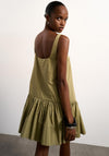 TOPSHOP Asta Cotton Mini Dress, Olive Green