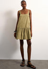 TOPSHOP Asta Cotton Mini Dress, Olive Green