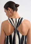 TOPSHOP Nora Sleeveless Halterneck Mini Dress, Black and Cream
