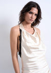 TOPSHOP Caroline Halterneck Lace Detail Midi Dress, Cream