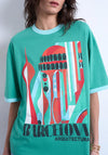 TOPSHOP Emily Graphic Print Oversized T-Shirt, Green