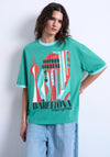 TOPSHOP Emily Graphic Print Oversized T-Shirt, Green