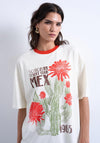 TOPSHOP Emily Graphic Print Oversized T-Shirt, Cream