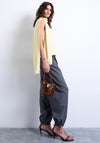 TOPSHOP Evine Satin Drape High Neck Top, Yellow