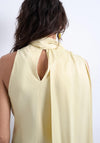 TOPSHOP Evine Satin Drape High Neck Top, Yellow
