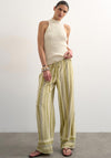 TOPSHOP Polly Striped Straight Leg Trousers, Green
