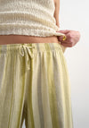 TOPSHOP Polly Striped Straight Leg Trousers, Green