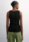 TOPSHOP Sleeveless Basic Deep U-Neck Vest Top, Black