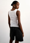 TOPSHOP Sleeveless Basic Deep U-Neck Vest Top, White
