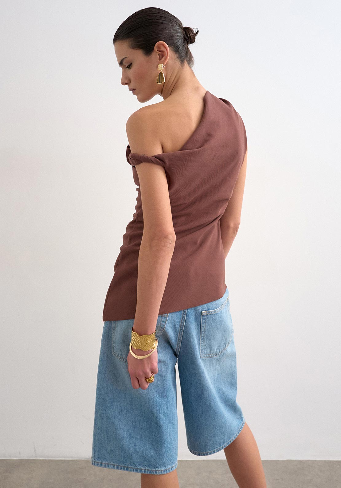 TOPSHOP Talula Asymmetrical Top, Brown