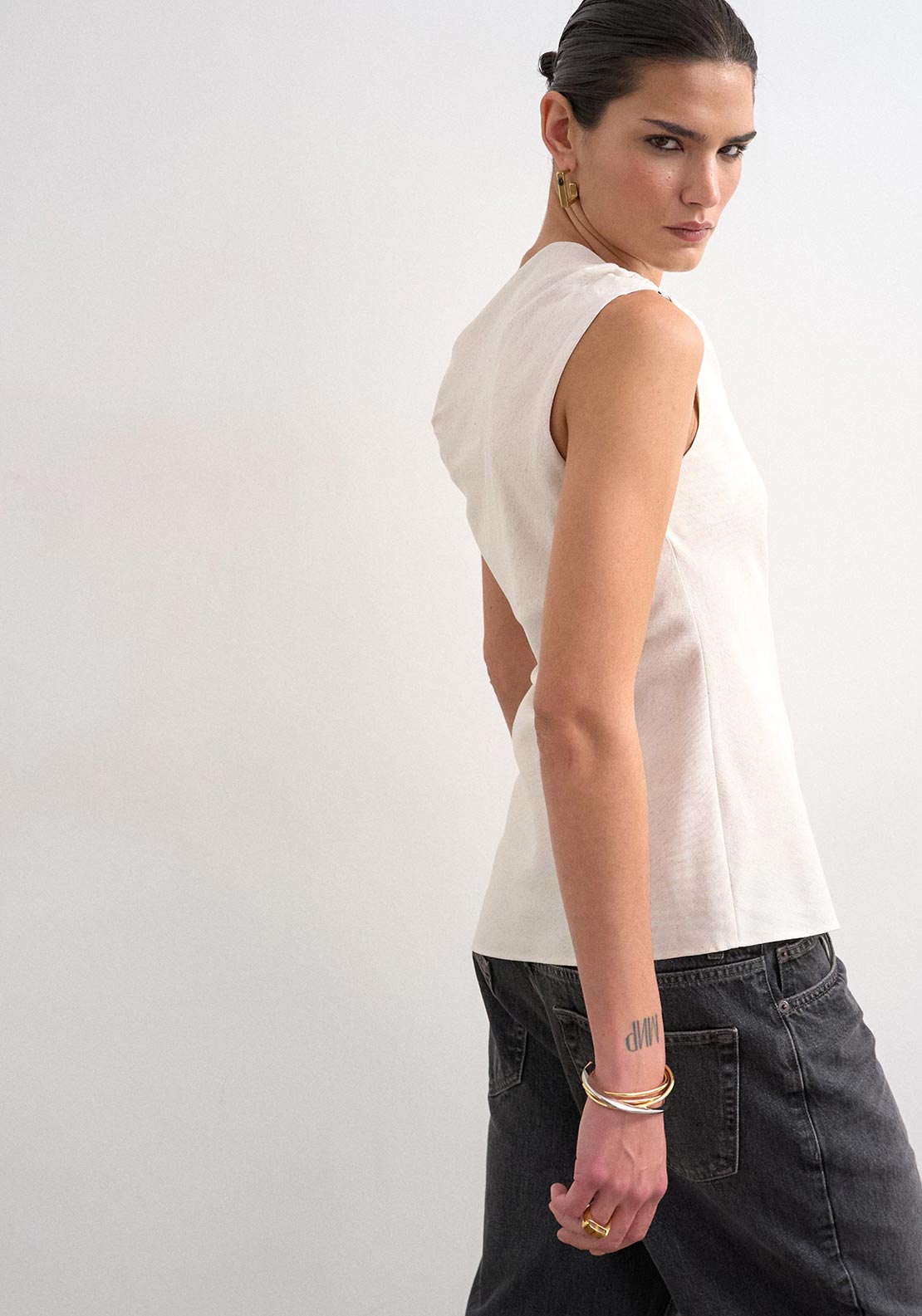 TOPSHOP Talula Asymmetrical Top, Off-White