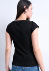 TOPSHOP Mette Ribbed Square Neck Top, Black