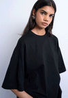 TOPSHOP Ida Oversize Drop Shoulder T-Shirt, Black