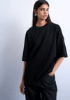 TOPSHOP Ida Oversize Drop Shoulder T-Shirt, Black