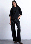TOPSHOP Ida Oversize Drop Shoulder T-Shirt, Black