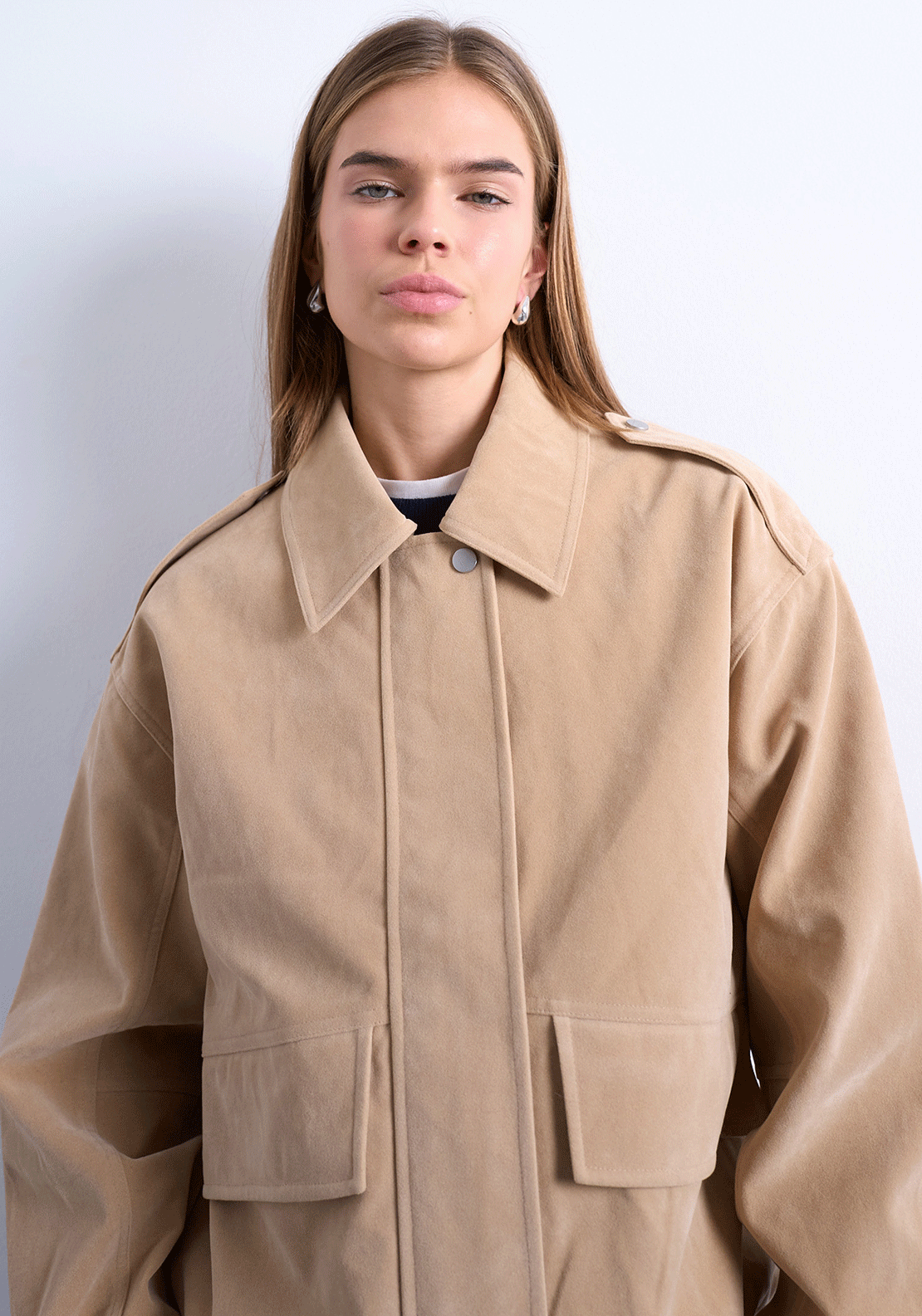 TOPSHOP Evelyn Bomber Jacket, Beige