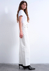 TOPSHOP Cinch Wide Leg Low Rise Jeans, Bone