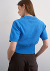TOPSHOP Kylie Cinch Short Sleeve Cardigan, Blue
