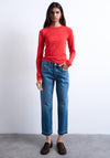 TOPSHOP Runaway Cropped Straight Leg Jeans, Blue