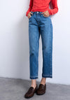 TOPSHOP Runaway Cropped Straight Leg Jeans, Blue