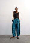 TOPSHOP Allie Belt Detail Striped Balloon Trousers, Blue Multi