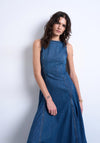 TOPSHOP Ella Sleeveless Maxi Denim Dress, Medium Blue