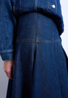TOPSHOP Leah Maxi Denim Maxi Skirt, Dark Blue